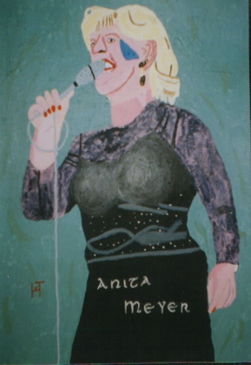 Picture of the painting: 'Anita Meyer - Surrealistic painting of Dutch singer.'