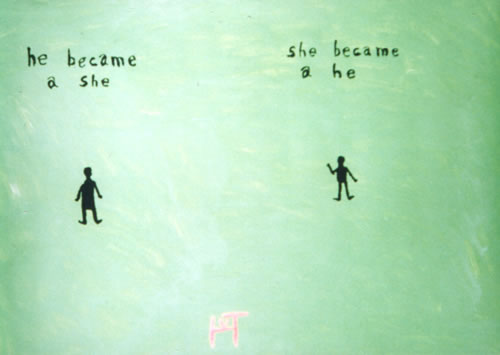 Picture of the painting: 'He (she) became a she (he) - A womannish man and a mannish woman...'